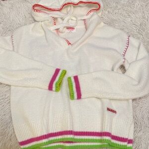 HARI White Sweater with Pink and Green Details